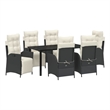 vidaXL 7 Piece Poly Rattan Garden Dining Set with Cushions in Black