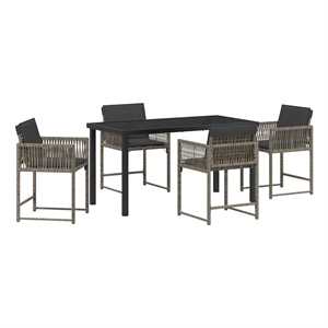 vidaXL 5 Piece Poly Rattan Garden Dining Set in Grey