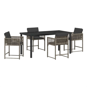 vidaXL 5 Piece Poly Rattan Garden Dining Set in Grey