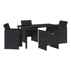 vidaXL 5 Piece Poly Rattan Garden Dining Set in Black