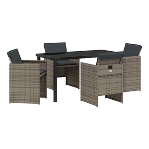 vidaXL 5 Piece Poly Rattan Garden Dining Set in Grey