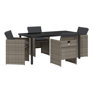 vidaXL 5 Piece Poly Rattan Garden Dining Set in Grey
