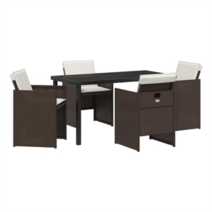 vidaXL 5 Piece Poly Rattan Garden Dining Set in Brown