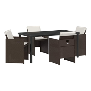 vidaXL 5 Piece Poly Rattan Garden Dining Set in Brown