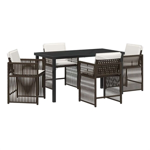 vidaXL 5 Piece Poly Rattan Garden Dining Set in Brown