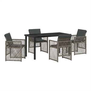 vidaXL 5 Piece Poly Rattan Garden Dining Set in Grey