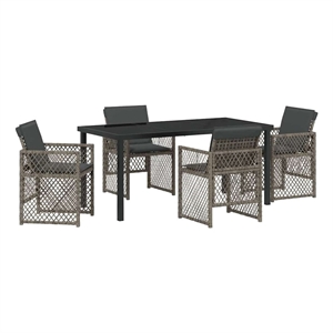 vidaXL 5 Piece Poly Rattan Garden Dining Set in Grey