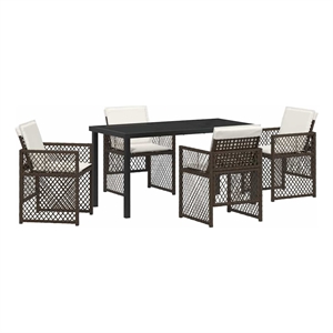 vidaXL 5 Piece Poly Rattan Garden Dining Set in Brown