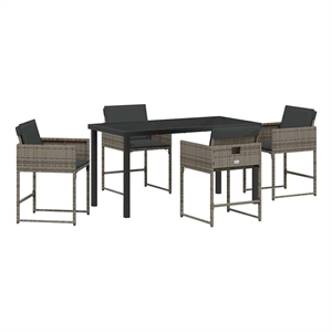 vidaXL 5 Piece Poly Rattan Garden Dining Set in Grey
