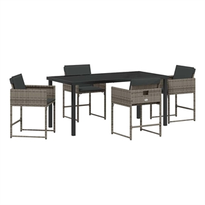 vidaXL 5 Piece Poly Rattan Garden Dining Set in Grey