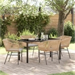 vidaXL 5 Piece Powder-Coated Steel Garden Dining Set with Cushions in Brown