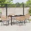 vidaXL 5 Piece Powder-Coated Steel Garden Dining Set with Cushions in Brown