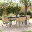 vidaXL 5 Piece Powder-Coated Steel Garden Dining Set with Cushions in Brown