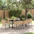 vidaXL 7 Piece Powder-Coated Steel Garden Dining Set with Cushions in Brown