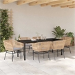 vidaXL 7 Piece Powder-Coated Steel Garden Dining Set with Cushions in Brown