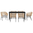 vidaXL 7 Piece Powder-Coated Steel Garden Dining Set with Cushions in Brown