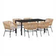 vidaXL 7 Piece Powder-Coated Steel Garden Dining Set with Cushions in Brown