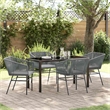 vidaXL 5 Piece Powder-Coated Steel Garden Dining Set with Cushions in Grey