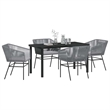 vidaXL 5 Piece Powder-Coated Steel Garden Dining Set with Cushions in Grey