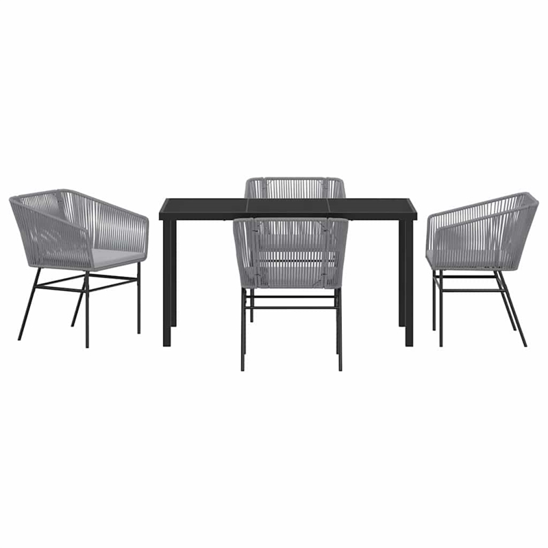 vidaXL 5 Piece Powder-Coated Steel Garden Dining Set with Cushions in Grey