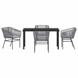 vidaXL 5 Piece Powder-Coated Steel Garden Dining Set with Cushions in Grey