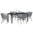 vidaXL 5 Piece Powder-Coated Steel Garden Dining Set with Cushions in Grey