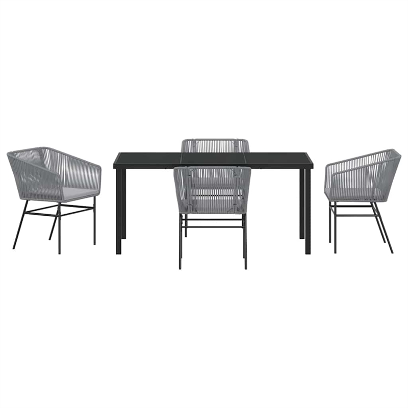 vidaXL 5 Piece Powder-Coated Steel Garden Dining Set with Cushions in Grey