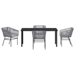 vidaXL 5 Piece Powder-Coated Steel Garden Dining Set with Cushions in Grey