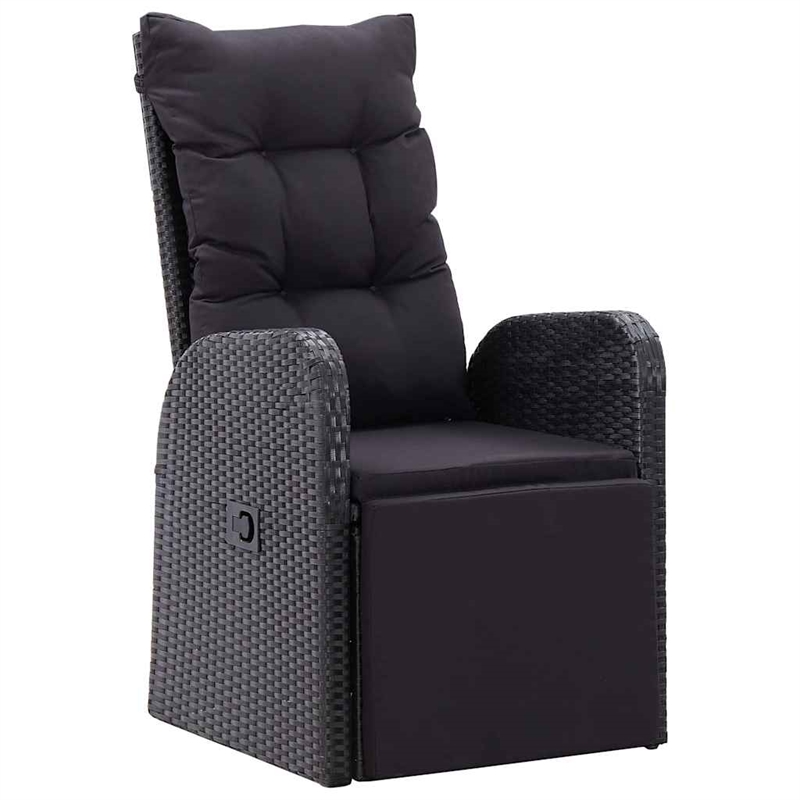 vidaXL 11 Piece Poly Rattan Garden Dining Set with Cushion in Black