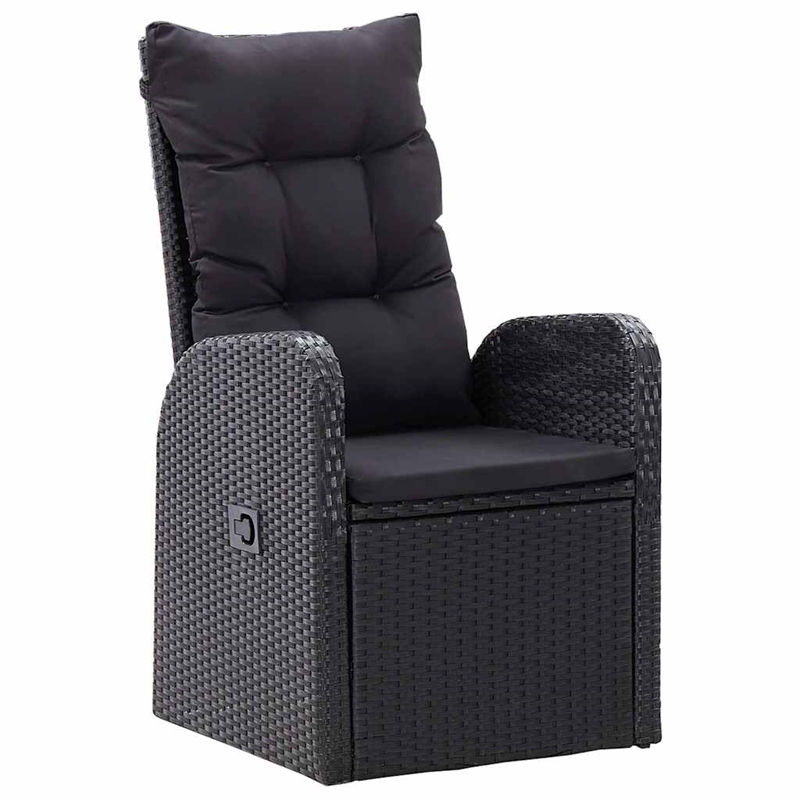 vidaXL 11 Piece Poly Rattan Garden Dining Set with Cushion in Black