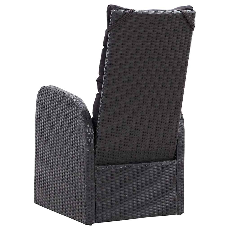 vidaXL 11 Piece Poly Rattan Garden Dining Set with Cushion in Black