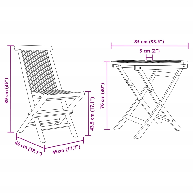 vidaXL Solid Acacia Wood Garden Dining Set in Brown