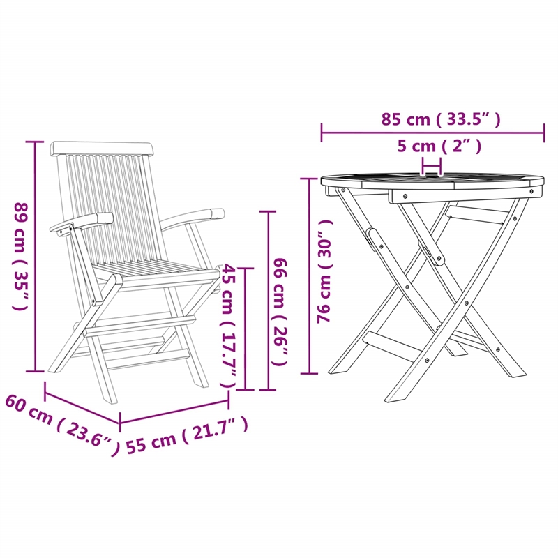 vidaXL Solid Acacia Wood Garden Dining Set in Brown