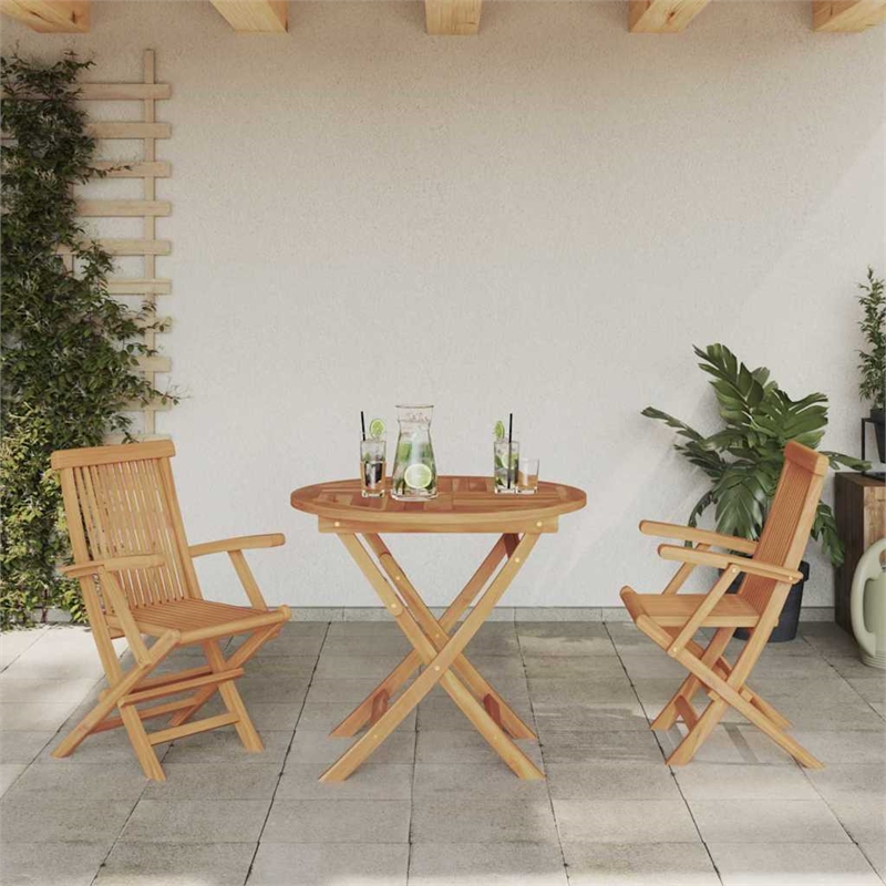 vidaXL Solid Acacia Wood Garden Dining Set in Brown