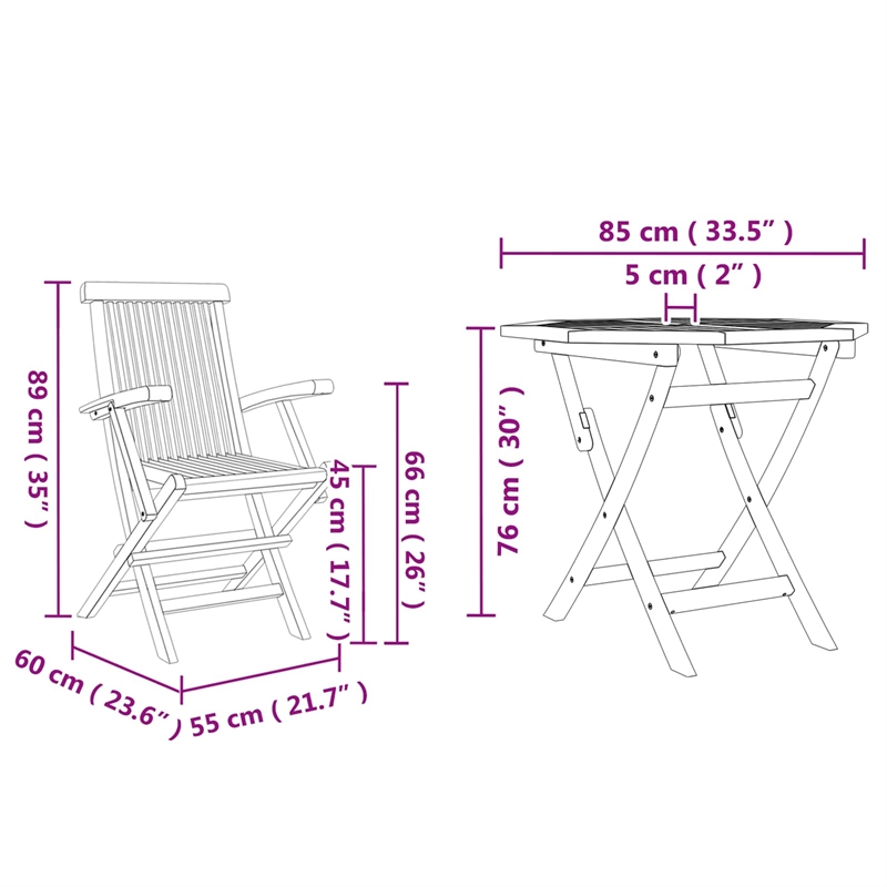 vidaXL Solid Acacia Wood Garden Dining Set in Brown