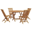 vidaXL 5 Piece Solid Teak Wood Garden Dining Set in Brown