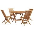 vidaXL 5 Piece Solid Teak Wood Garden Dining Set in Brown