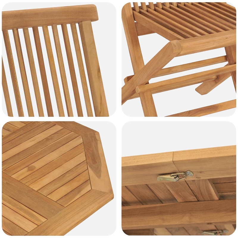 vidaXL 5 Piece Solid Teak Wood Garden Dining Set in Brown