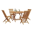 vidaXL 5 Piece Solid Teak Wood Garden Dining Set in Brown