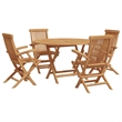 vidaXL 5 Piece Solid Teak Wood Garden Dining Set in Brown