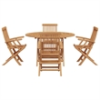 vidaXL 5 Piece Solid Teak Wood Garden Dining Set in Brown