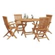vidaXL 5 Piece Solid Teak Wood Garden Dining Set in Brown