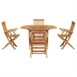 vidaXL 5 Piece Solid Teak Wood Garden Dining Set in Brown