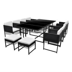 vidaXL 13 Piece Poly Rattan Garden Dining Set in Black