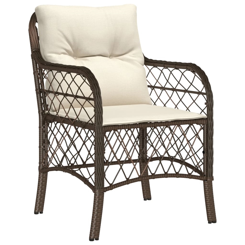 vidaXL 9 Piece Poly Rattan Garden Dining Set in Brown/Cream white