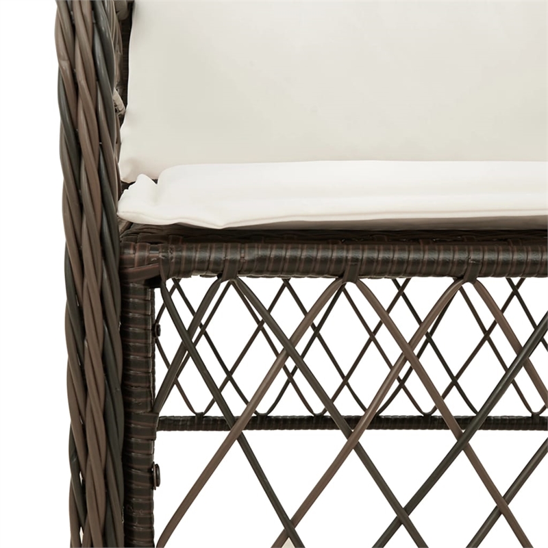 vidaXL 9 Piece Poly Rattan Garden Dining Set in Brown/Cream white