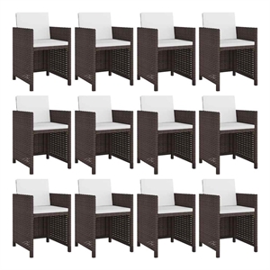 vidaXL 13 Piece Rattan Garden Dining Set in Brown/Cream White