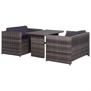 vidaXL 3 Piece Rattan Garden Dining Set in Grey