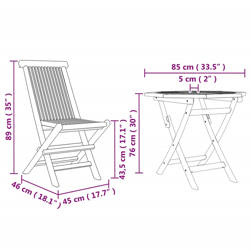 vidaXL Solid Acacia Wood Garden Dining Set in Brown