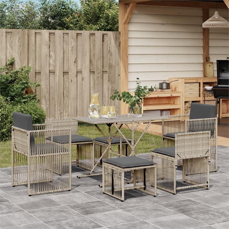 vidaXL Poly Rattan Garden Dining Set in Grey